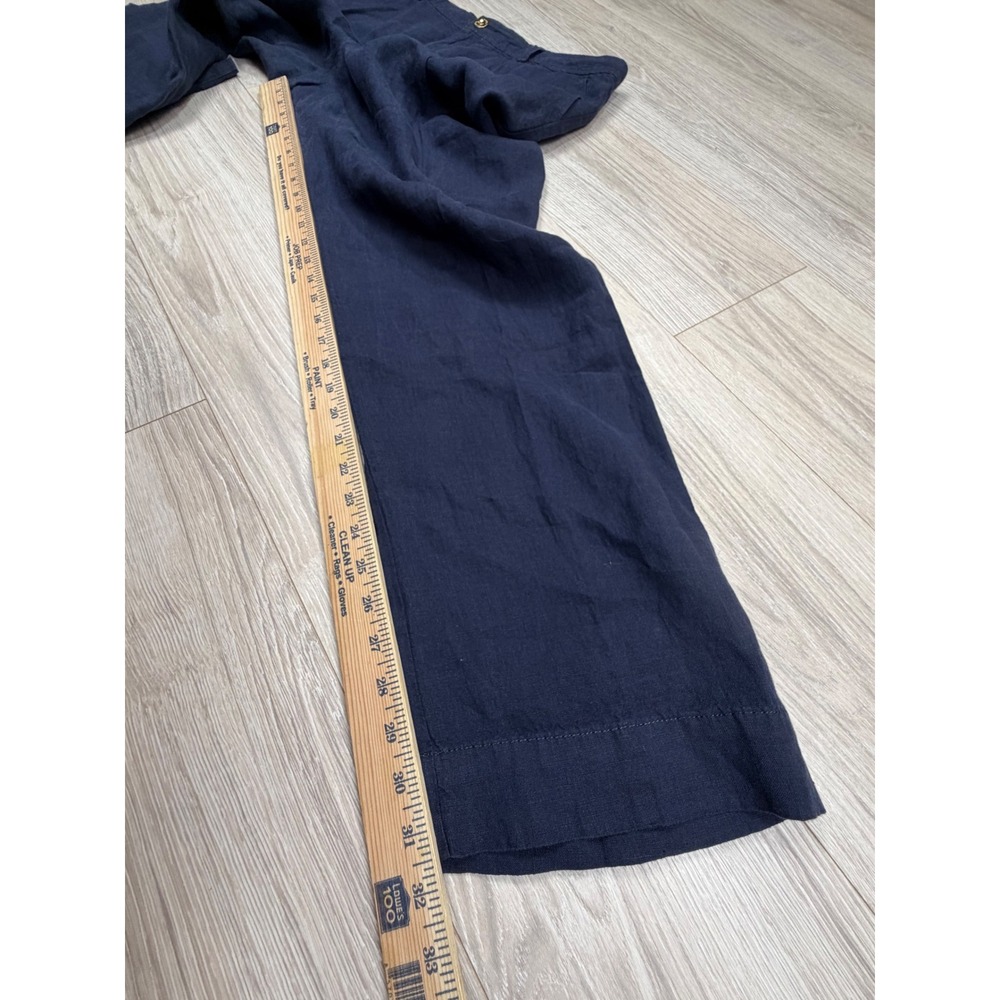Lilly Pulitzer Breeta Navy Blue 100% Linen Wide Leg Trousers‎ Pants Womens 16 - Picture 7 of 10